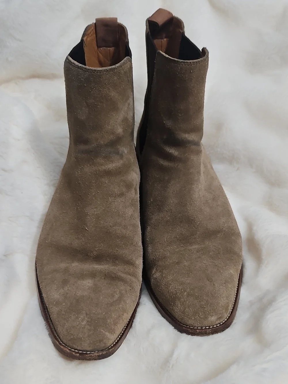 Saint Laurent Paris Wyatt Suede Chelsea Boots Men's 40.5 Tobacco Brown 443208